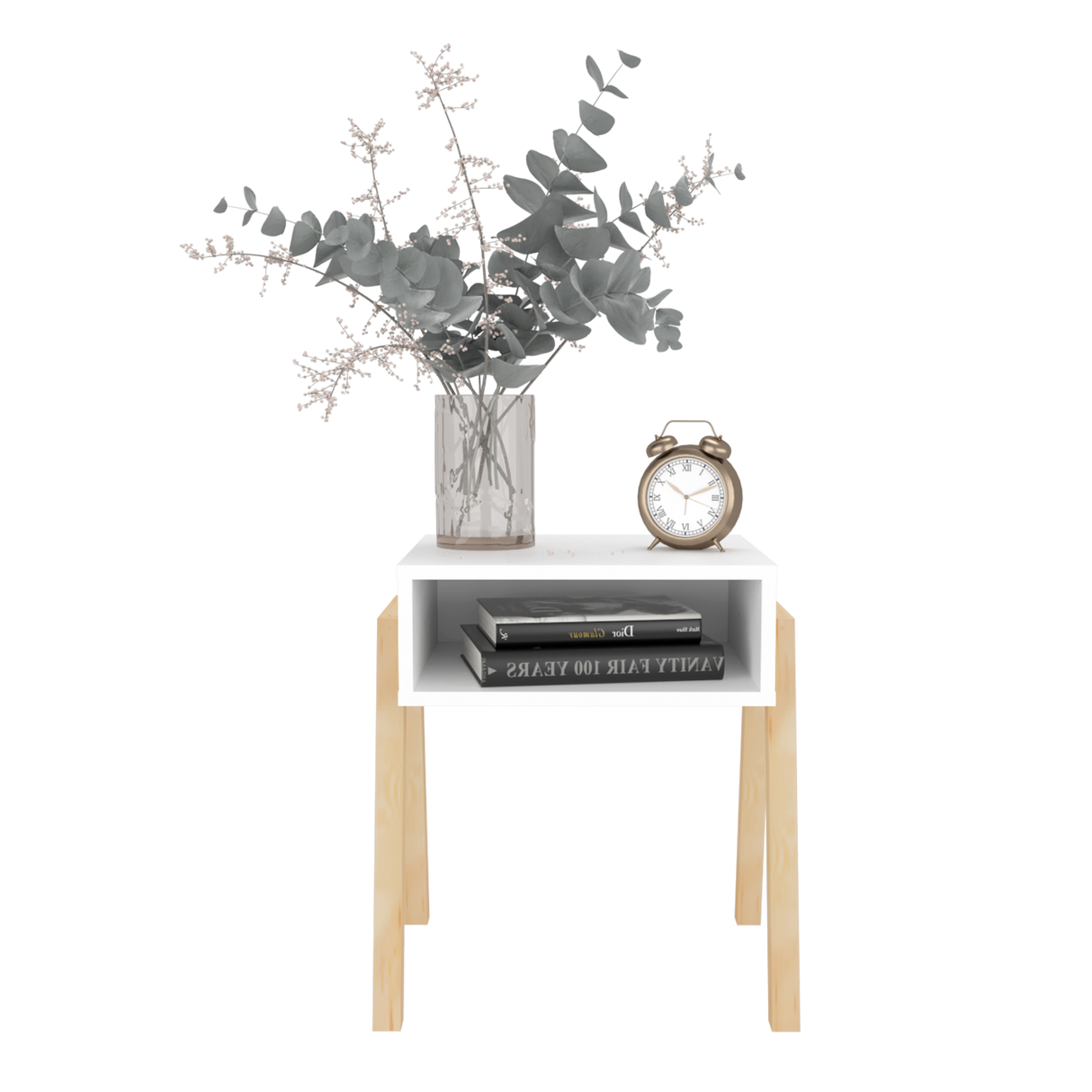 Mesa de Noche Pinetti Blanco 46x51cm con Un Compartimiento - MESAS DE NOCHE | Bylmo