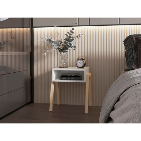 Mesa de Noche Pinetti Blanco 46x51cm con Un Compartimiento - MESAS DE NOCHE | Bylmo