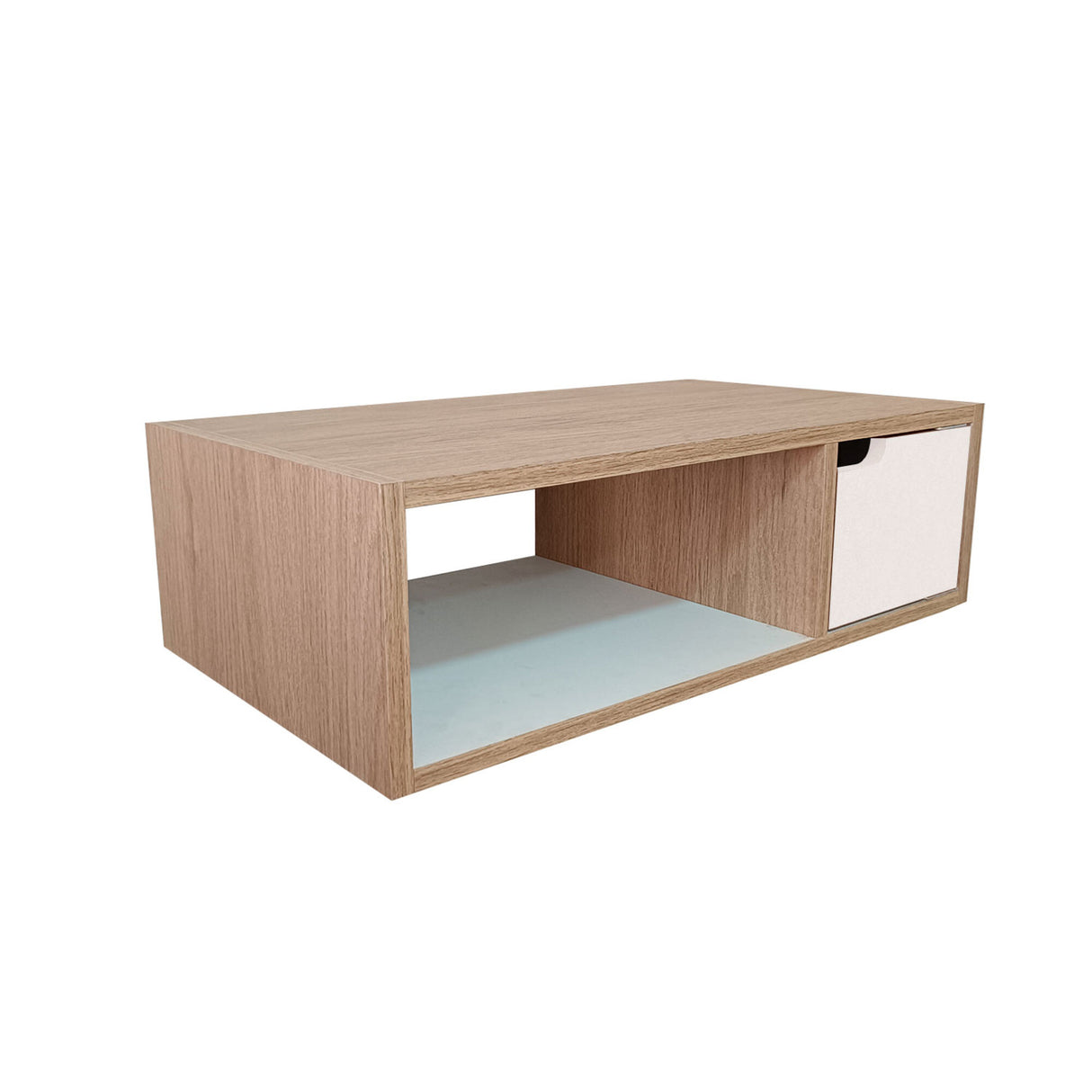 Repisa Trento Madera Natural y Blanco 50x15cm Rectangular con Un Cajón - REPISAS | Bylmo