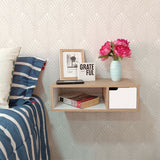 Repisa Trento Madera Natural y Blanco 50x15cm Rectangular con Un Cajón - REPISAS | Bylmo