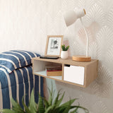 Repisa Trento Madera Natural y Blanco 50x15cm Rectangular con Un Cajón - REPISAS | Bylmo