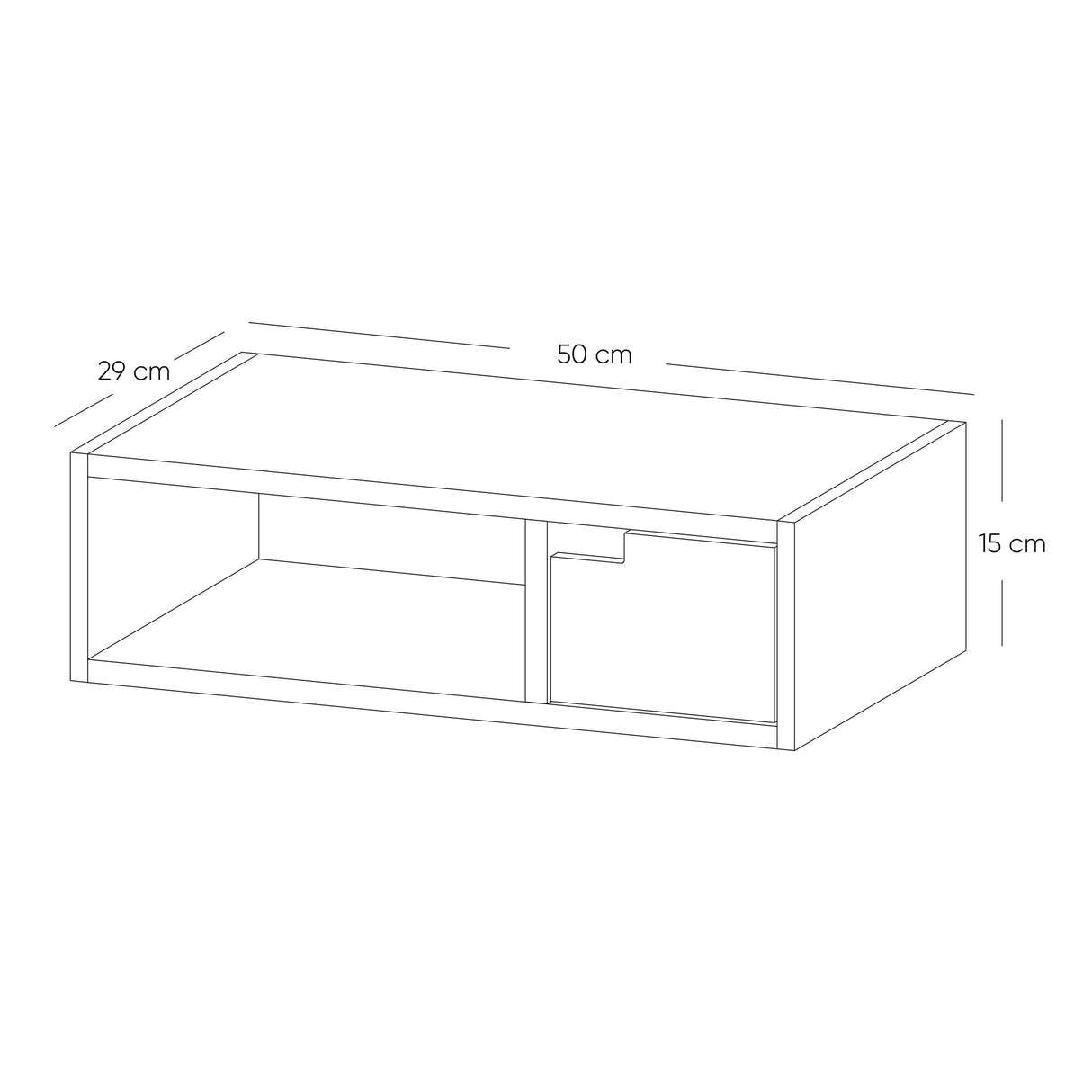 Repisa Trento Madera Natural y Blanco 50x15cm Rectangular con Un Cajón - REPISAS | Bylmo