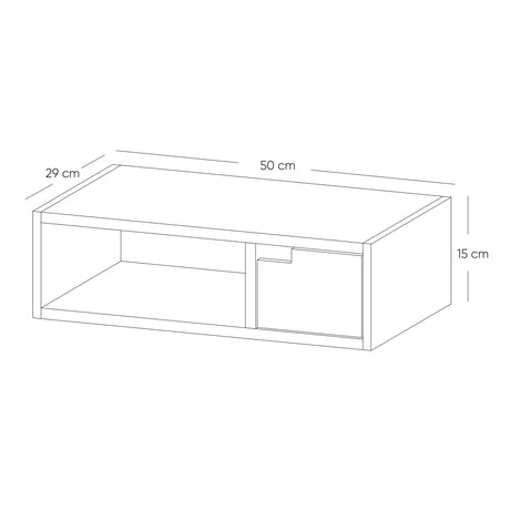 Repisa Trento Madera Natural y Blanco 50x15cm Rectangular con Un Cajón - REPISAS | Bylmo
