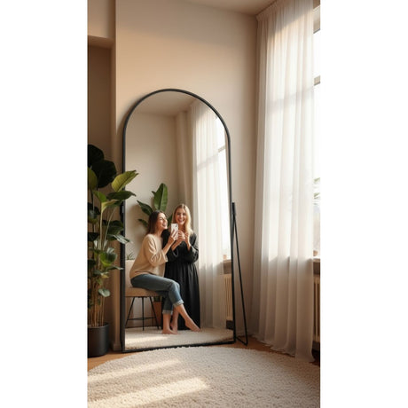 Espejo de Piso Toscana Negro 80x170cm Asimetrico con Marco Metálico - ESPEJOS DE PISO | Bylmo