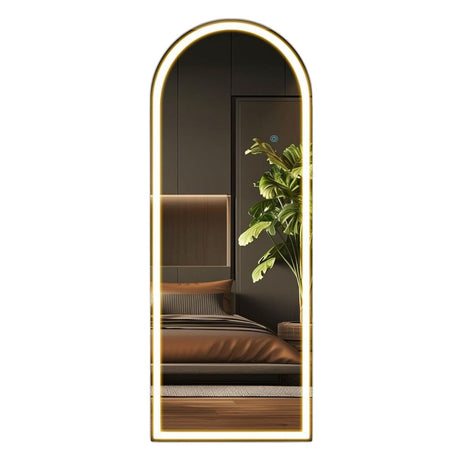 Espejo de Piso Toscana Dorado 70x170cm Asimetrico con Marco Metálico y con Iluminación LED - ESPEJOS DE PISO | Bylmo