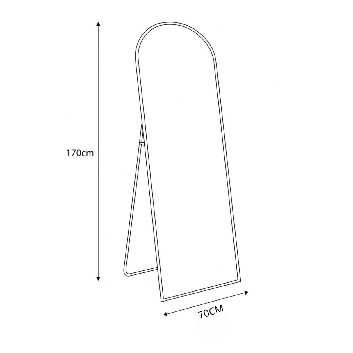 Espejo de Piso Toscana Dorado 70x170cm Asimetrico con Marco Metálico y con Iluminación LED - ESPEJOS DE PISO | Bylmo