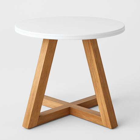 Mesa de Centro Rouse Blanco y Natural 60x45cm Circular - MESAS DE CENTRO | Bylmo