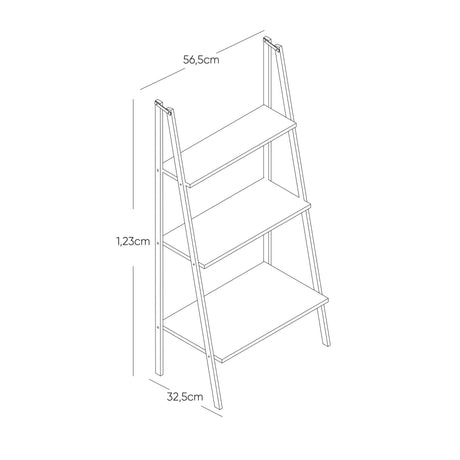 Estantería Alamo Rovere y Negro 52x120cm Triangular con Tres Entrepaños - BIBLIOTECAS Y ESTANTERIAS | Bylmo