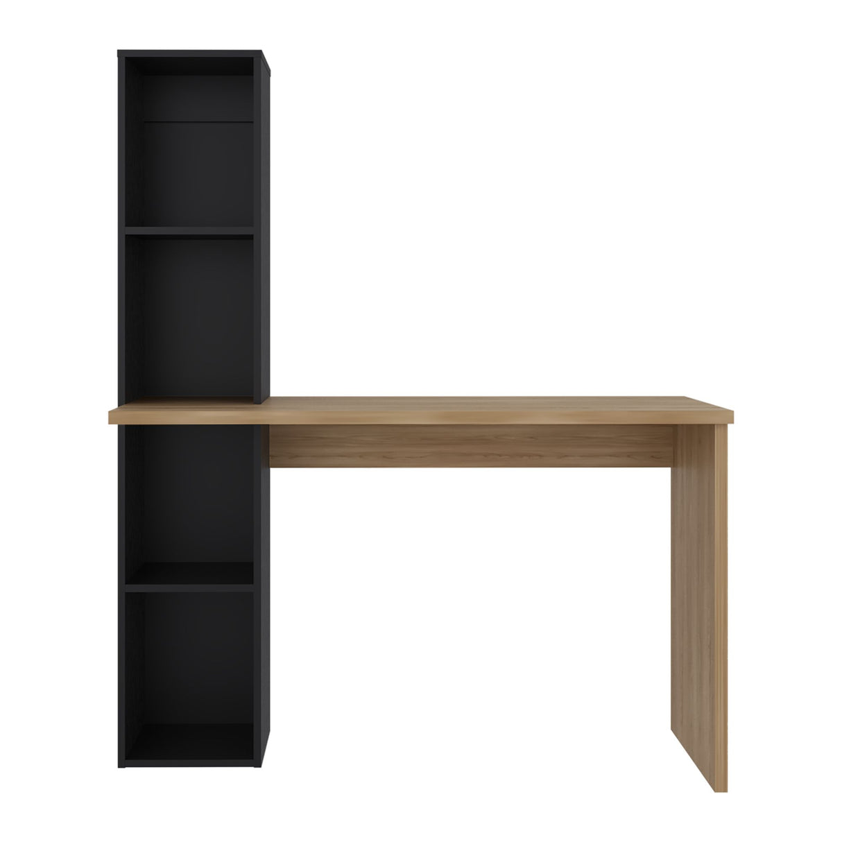 Escritorio con Biblioteca Aston Fresno Europeo y Wengue 120.3x145.8cm sin Cajones - ESCRITORIOS | Bylmo