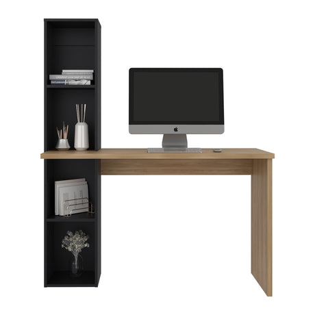 Escritorio con Biblioteca Aston Fresno Europeo y Wengue 120.3x145.8cm sin Cajones - ESCRITORIOS | Bylmo