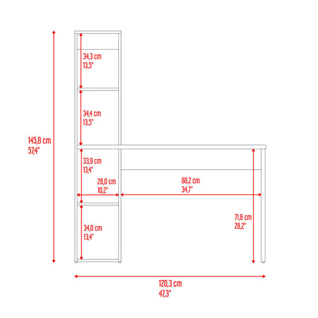 Escritorio con Biblioteca Aston Fresno Europeo y Wengue 120.3x145.8cm sin Cajones - ESCRITORIOS | Bylmo