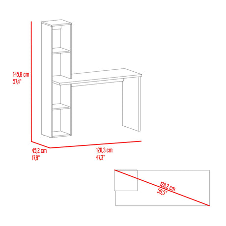 Escritorio con Biblioteca Aston Fresno Europeo y Wengue 120.3x145.8cm sin Cajones - ESCRITORIOS | Bylmo