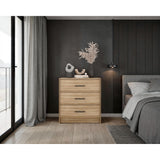 Cómoda Clay Fresno Europeo y Wengue 62.8x67.6cm de Tres Hileras con Tres Cajones - CAJONERAS Y COMODAS | Bylmo