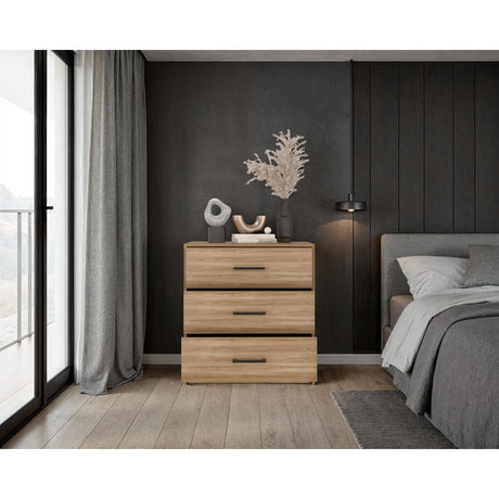 Cómoda Clay Fresno Europeo y Wengue 62.8x67.6cm de Tres Hileras con Tres Cajones - CAJONERAS Y COMODAS | Bylmo