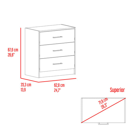 Cómoda Clay Fresno Europeo y Wengue 62.8x67.6cm de Tres Hileras con Tres Cajones - CAJONERAS Y COMODAS | Bylmo