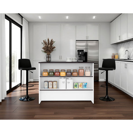 Barra de Cocina Fendi Blanco y Wengue 120x90cm para Dos Asientos con Dos Entrepaños y Dos Compartimientos - BARRAS Y MUEBLES AUXILIARES | Bylmo