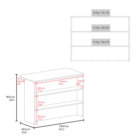 Barra de Cocina Fendi Blanco y Wengue 120x90cm para Dos Asientos con Dos Entrepaños y Dos Compartimientos - BARRAS Y MUEBLES AUXILIARES | Bylmo