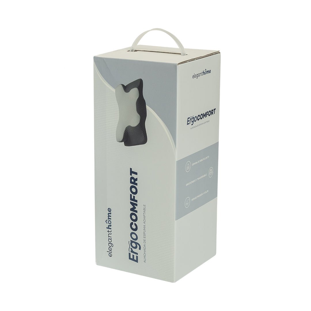 Almohada Ergo Comfort Gris y Negro 60x34cm de Espuma De Poliuretano Medio Para dormir Boca Arriba Y De Costado - ALMOHADAS | Bylmo