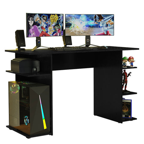 Escritorio Gamer Negro 120x76cm sin Cajones con Organizador de Libros - ESCRITORIOS | Bylmo