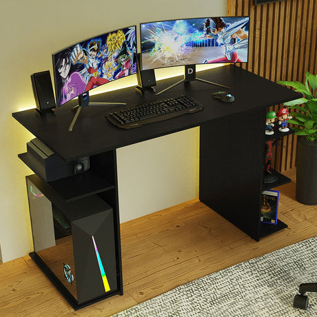 Escritorio Gamer Negro 120x76cm sin Cajones con Organizador de Libros - ESCRITORIOS | Bylmo