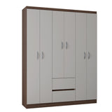 Closet Lisboa Chocolate y Blanco 147x183cm con Dos Cajones y con Seis Puertas - CLOSETS | Bylmo