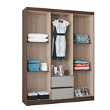 Closet Lisboa Chocolate y Blanco 147x183cm con Dos Cajones y con Seis Puertas - CLOSETS | Bylmo