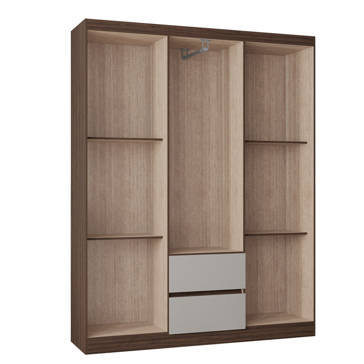 Closet Lisboa Chocolate y Blanco 147x183cm con Dos Cajones y con Seis Puertas - CLOSETS | Bylmo