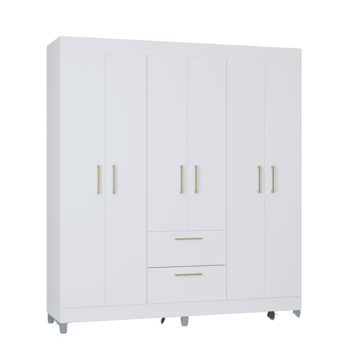 Closet Avila Blanco 164x190cm con Dos Cajones y con Seis Puertas - CLOSETS | Bylmo