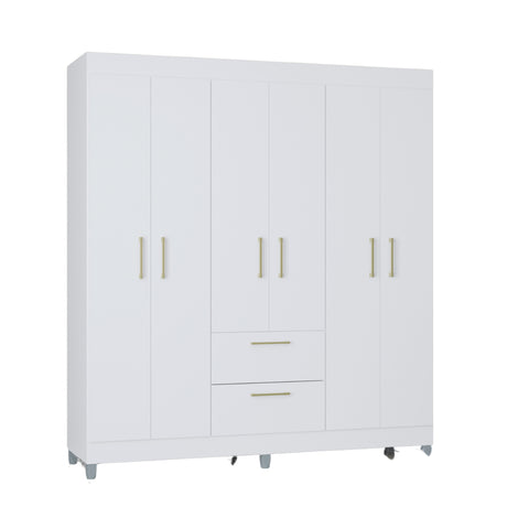 Closet Avila Blanco 164x190cm con Dos Cajones y con Seis Puertas - CLOSETS | Bylmo