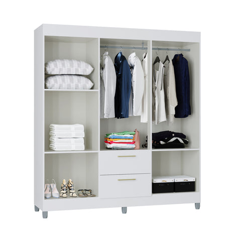 Closet Avila Blanco 164x190cm con Dos Cajones y con Seis Puertas - CLOSETS | Bylmo