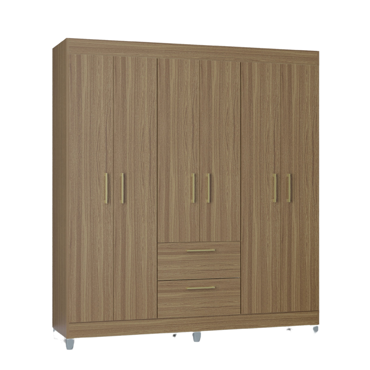 Closet Avila Castaño 164x190cm con Dos Cajones y con Seis Puertas - CLOSETS | Bylmo