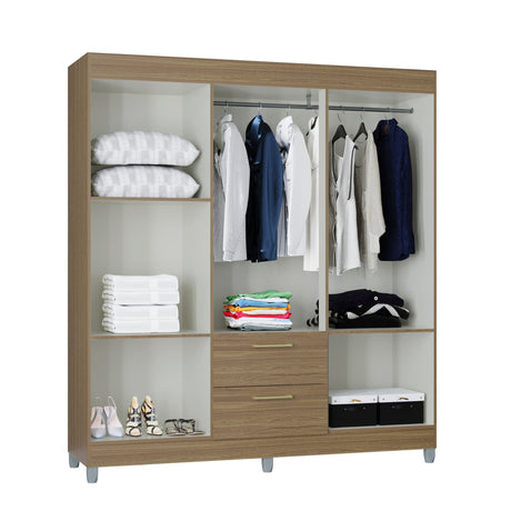 Closet Avila Castaño 164x190cm con Dos Cajones y con Seis Puertas - CLOSETS | Bylmo