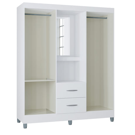 Closet Cordoba Blanco 148x181cm con Dos Cajones con Cuatro Puertas y con Espejo - CLOSETS | Bylmo