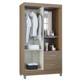 Closet Cordoba Castaño 99x181cm con Dos Cajones con Dos Puertas y con Espejo - CLOSETS | Bylmo