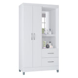 Closet Cordoba Blanco 99x181cm con Dos Cajones con Dos Puertas y con Espejo - CLOSETS | Bylmo