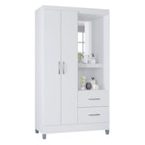 Closet Cordoba Blanco 99x181cm con Dos Cajones con Dos Puertas y con Espejo - CLOSETS | Bylmo