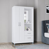 Closet Cordoba Blanco 99x181cm con Dos Cajones con Dos Puertas y con Espejo - CLOSETS | Bylmo