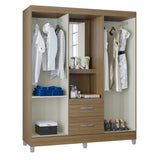 Closet Cordoba Castaño 148x181cm con Dos Cajones con Cuatro Puertas y con Espejo - CLOSETS | Bylmo