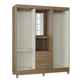 Closet Cordoba Castaño 148x181cm con Dos Cajones con Cuatro Puertas y con Espejo - CLOSETS | Bylmo