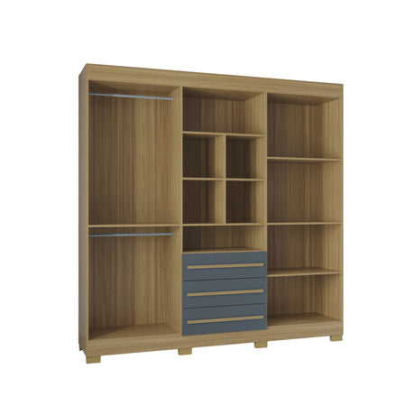 Closet Amazonia Castaño y Gris 210x212cm con Tres Cajones y con Seis Puertas - CLOSETS | Bylmo