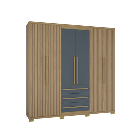 Closet Amazonia Castaño y Gris 210x212cm con Tres Cajones y con Seis Puertas - CLOSETS | Bylmo