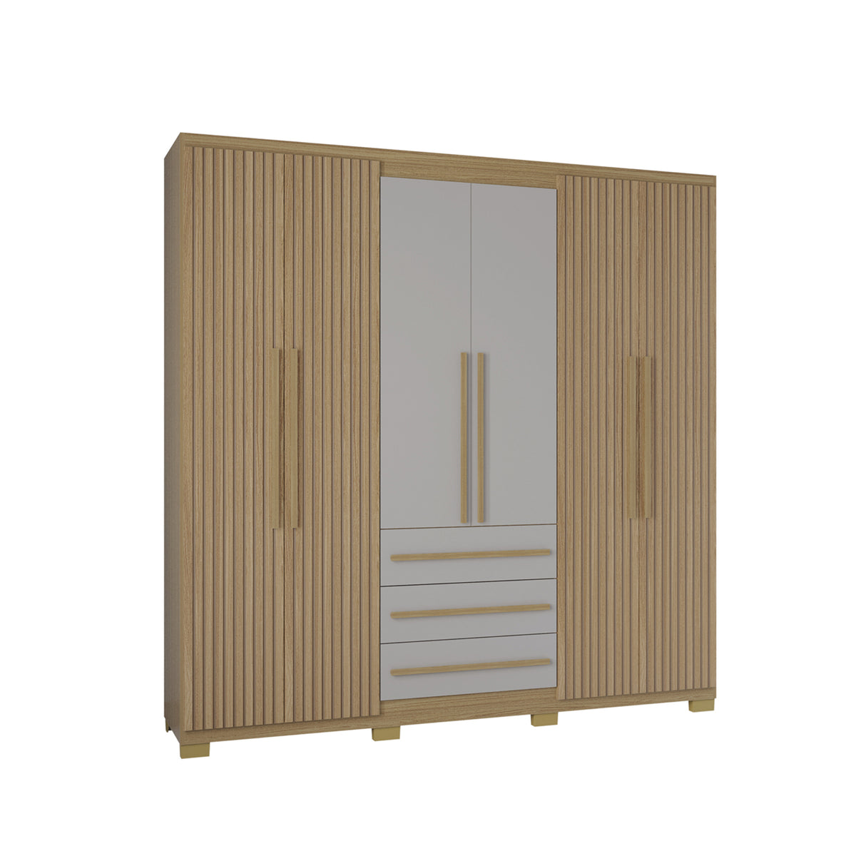 Closet Amazonia Castaño y Blanco 210x212cm con Tres Cajones y con Seis Puertas - CLOSETS | Bylmo