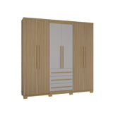 Closet Amazonia Castaño y Blanco 210x212cm con Tres Cajones y con Seis Puertas - CLOSETS | Bylmo