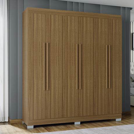 Closet Barcelona Castaño 180x200cm con Dos Cajones y con Seis Puertas - CLOSETS | Bylmo