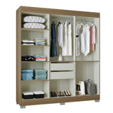 Closet Barcelona Castaño 180x200cm con Dos Cajones y con Seis Puertas - CLOSETS | Bylmo