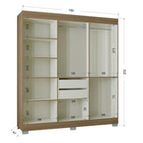 Closet Barcelona Castaño 180x200cm con Dos Cajones y con Seis Puertas - CLOSETS | Bylmo