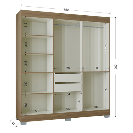 Closet Barcelona Castaño 180x200cm con Dos Cajones y con Seis Puertas - CLOSETS | Bylmo