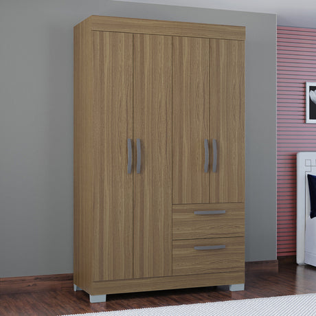 Closet Toquia Castaño 110x188cm con Dos Cajones y con Cuatro Puertas - CLOSETS | Bylmo