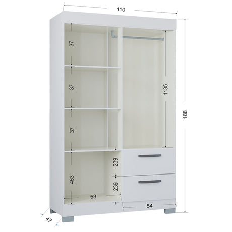 Closet Toquia Blanco 110x188cm con Dos Cajones y con Cuatro Puertas - CLOSETS | Bylmo