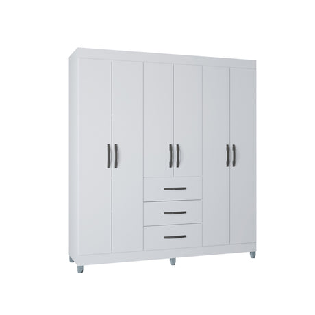 Closet Sevilla Blanco 163x204cm con Tres Cajones y con Seis Puertas - CLOSETS | Bylmo
